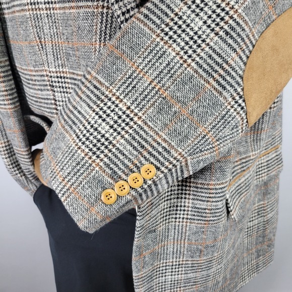 Linea Uomo Men's Sport Coat Wool Blend Heavy Flannel Plaid Luxury Fabric 50L - Picture 12 of 16